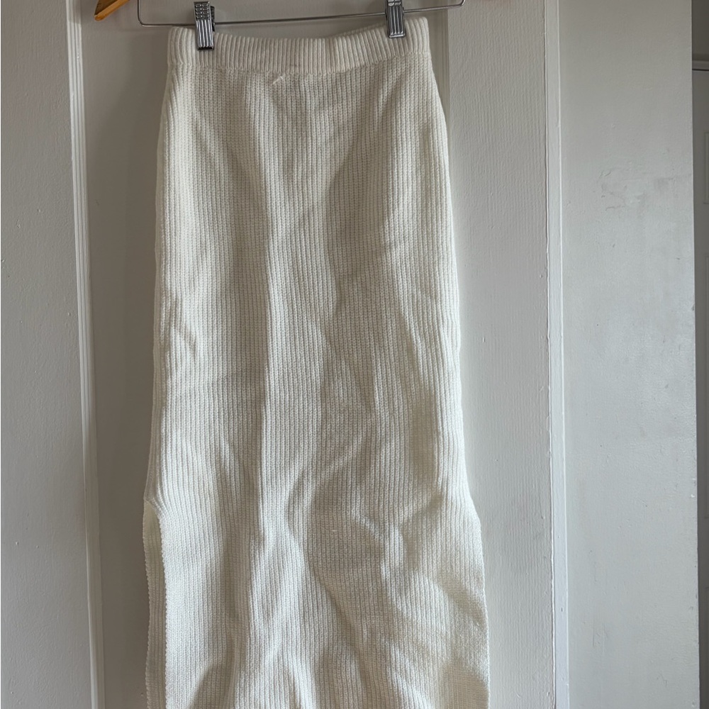 Princess Polly Ribbed Cream Midi Skirt